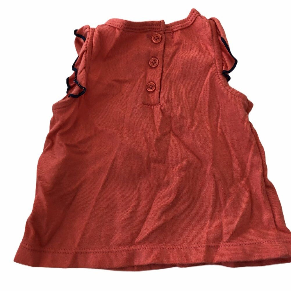 Kids Headquarters Baby Girls 6-9 Months Peach Shirt With Anchor Heart Design