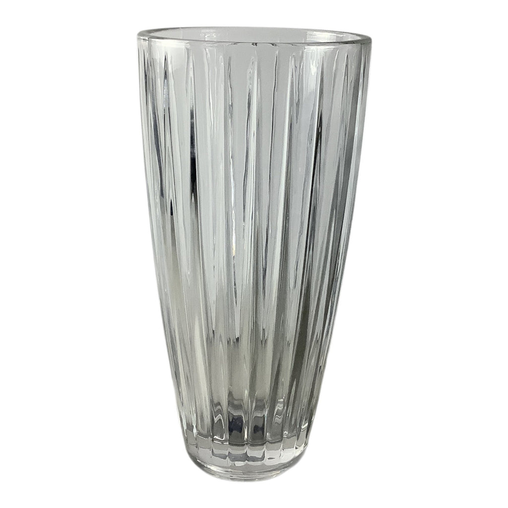 Mikasa Revel 12" Crystal Vase Elegant Vertical Line Flower Decor Thick Glass