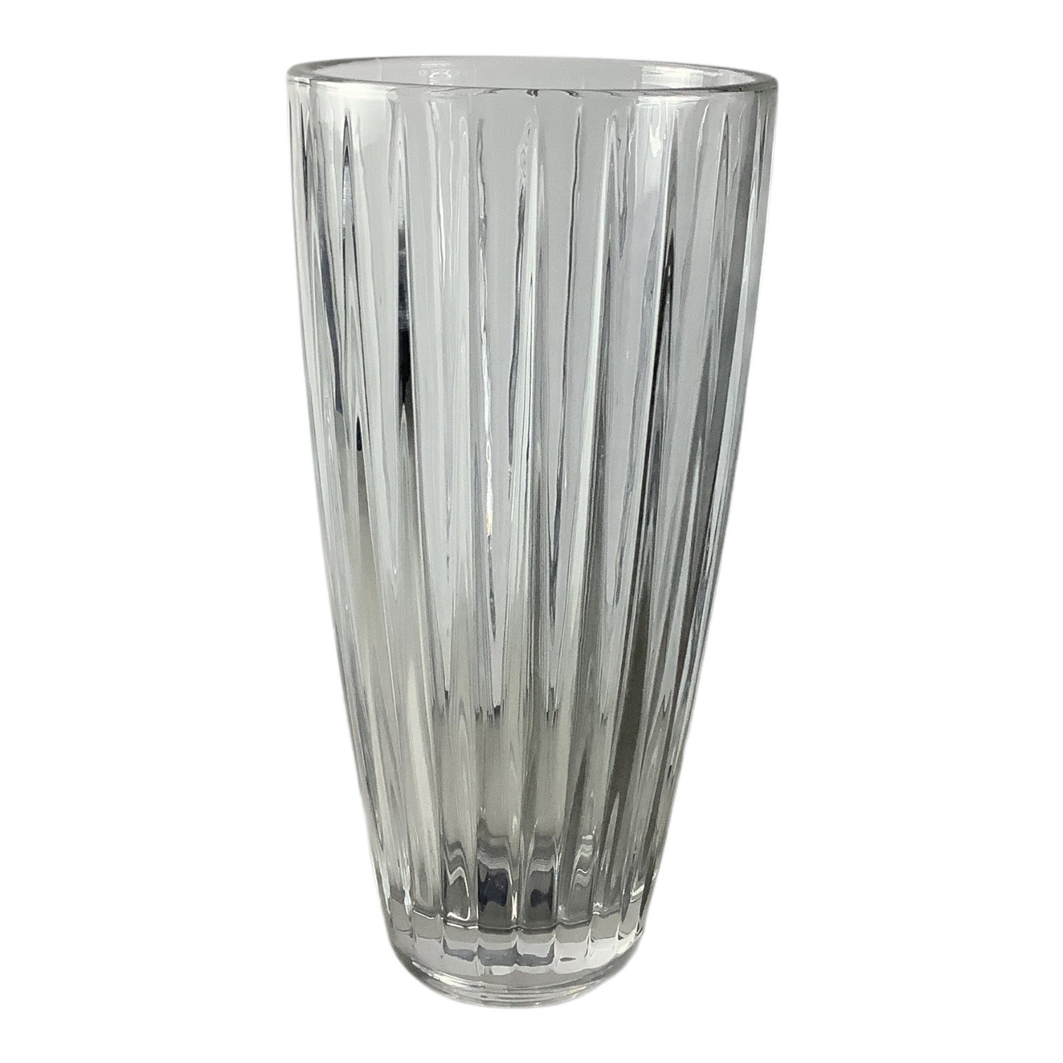 Mikasa Revel 12" Crystal Vase Elegant Vertical Line Flower Decor Thick Glass