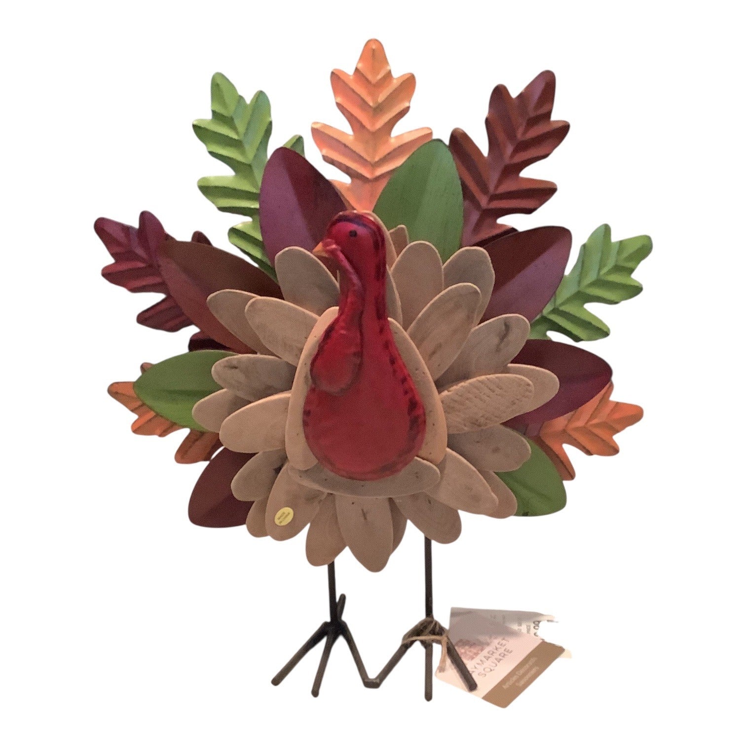Haymarket Square Decorative Metal Turkey Figurine Thanksgiving Fall Decor