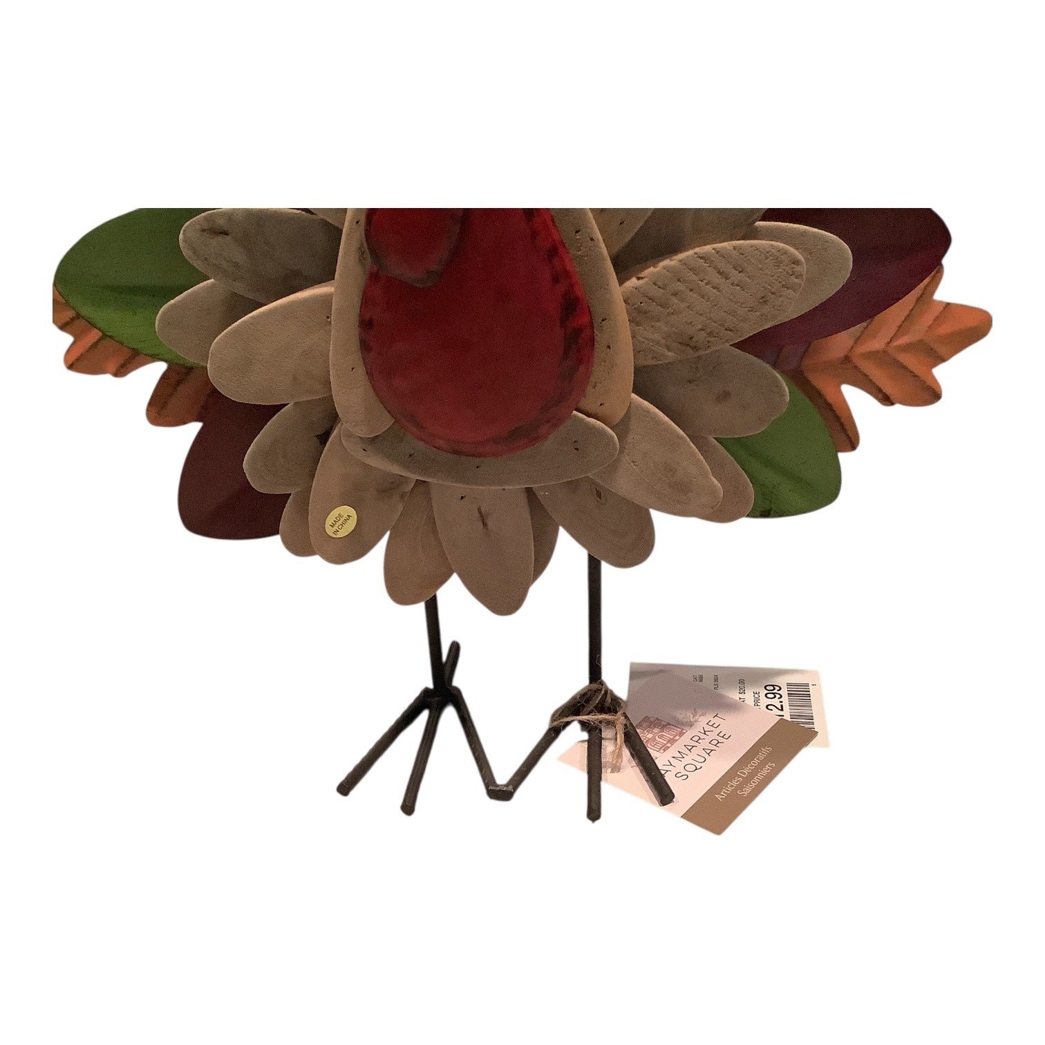Haymarket Square Decorative Metal Turkey Figurine Thanksgiving Fall Decor