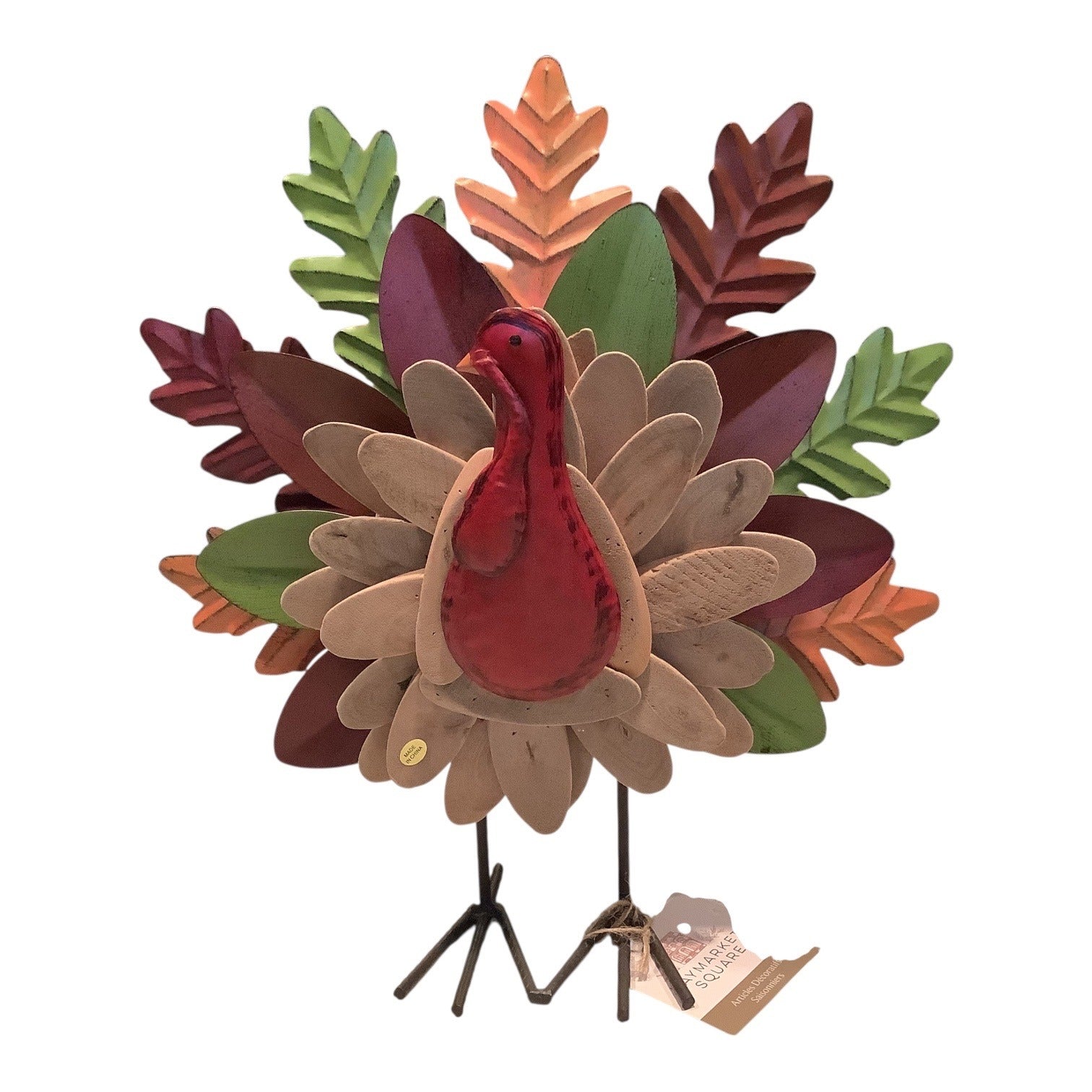 Haymarket Square Decorative Metal Turkey Figurine Thanksgiving Fall Decor