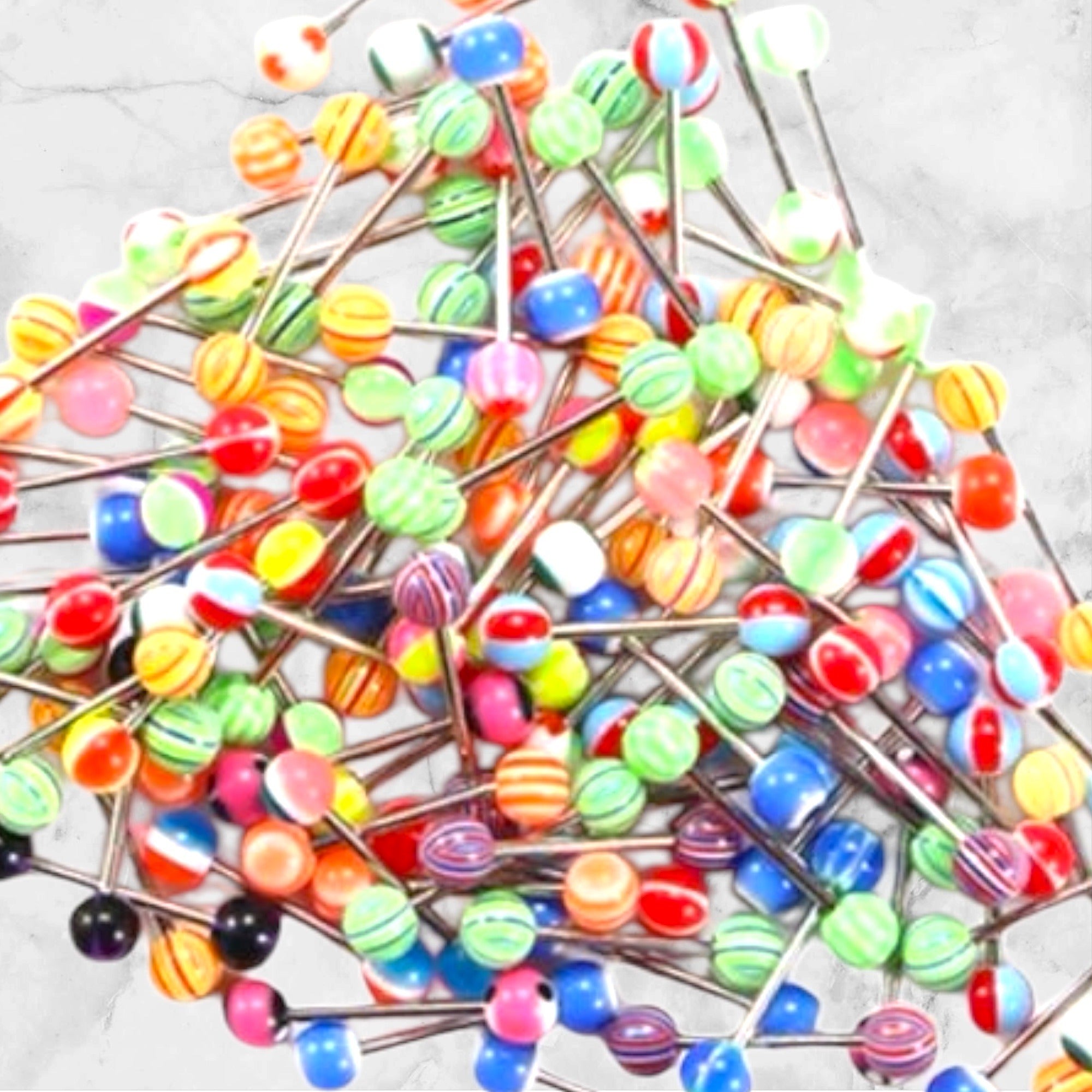 Assorted Colorful Acrylic Tongue & Nipple Barbell Piercing Jewelry Set 14g 10 pcs 1 Pack 