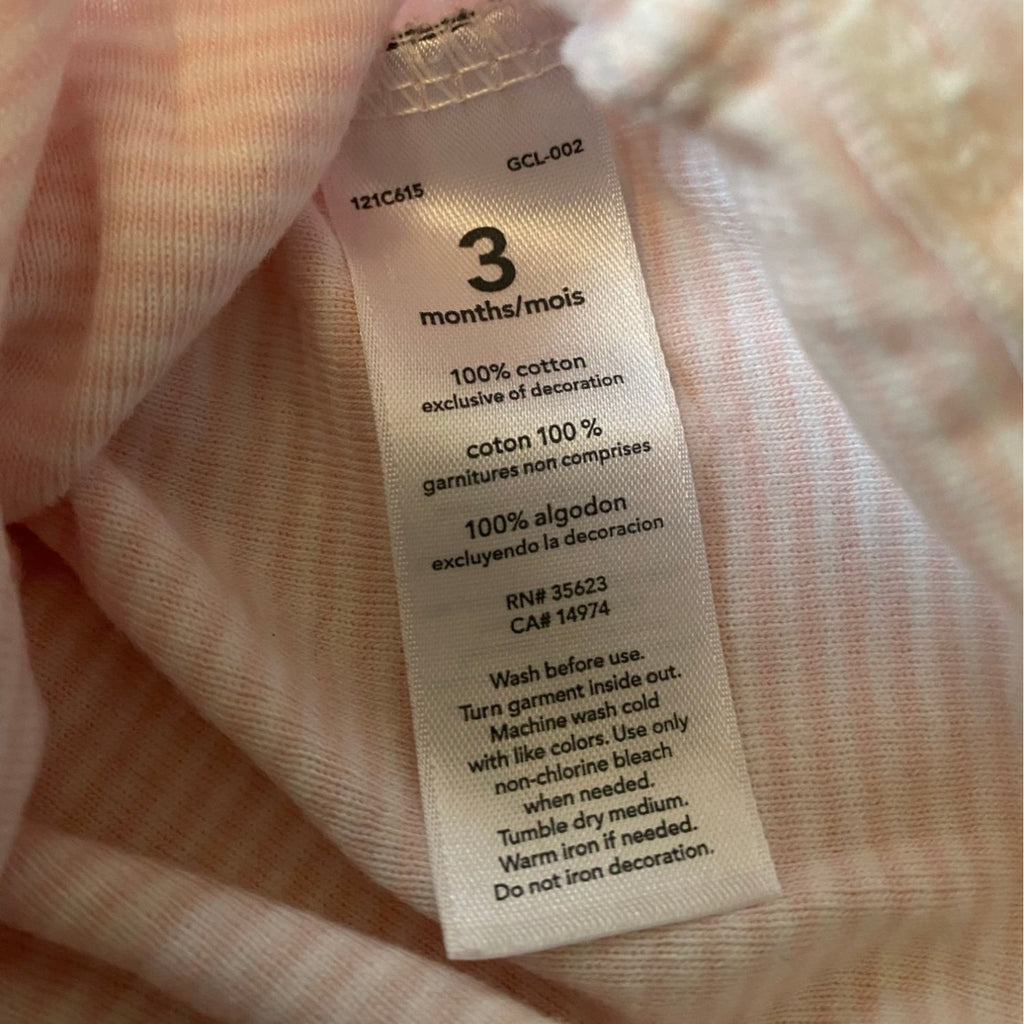 Baby Girl 3pc Bodysuit Bundle Size 3M Carters Pink Floral & Striped Patterns