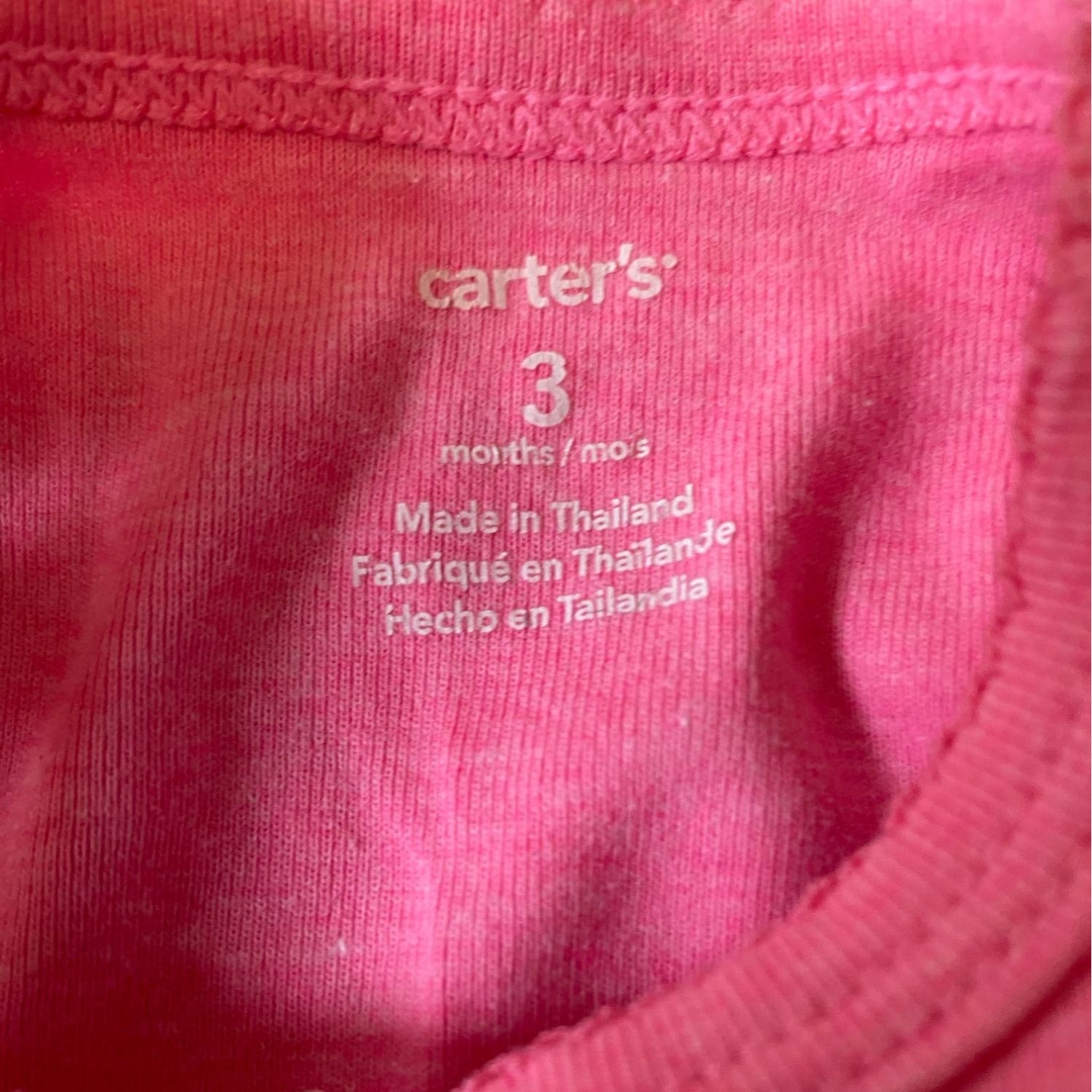 Baby Girl 3pc Bodysuit Bundle Size 3M Carters Pink Floral & Striped Patterns