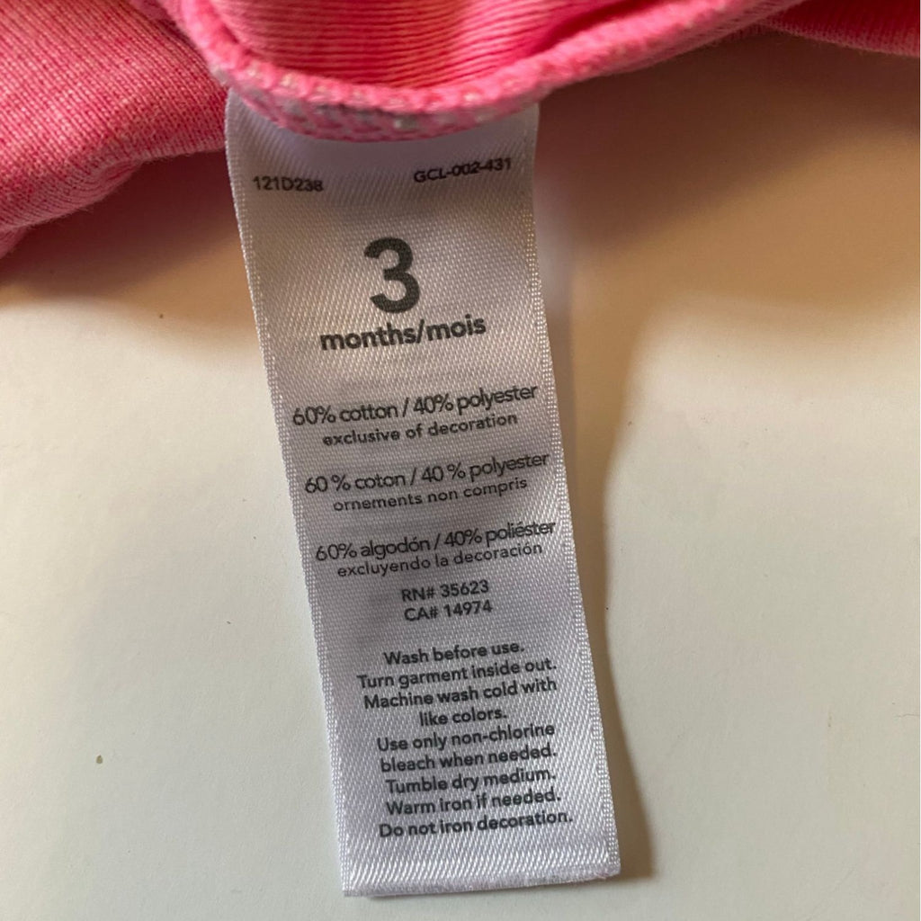 Baby Girl 3pc Bodysuit Bundle Size 3M Carters Pink Floral & Striped Patterns