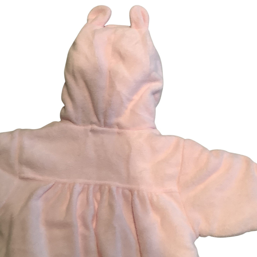Baby Dove Infant Hooded Pink Bunting Suit With Bunny Embroidery Size 0-12 Months
