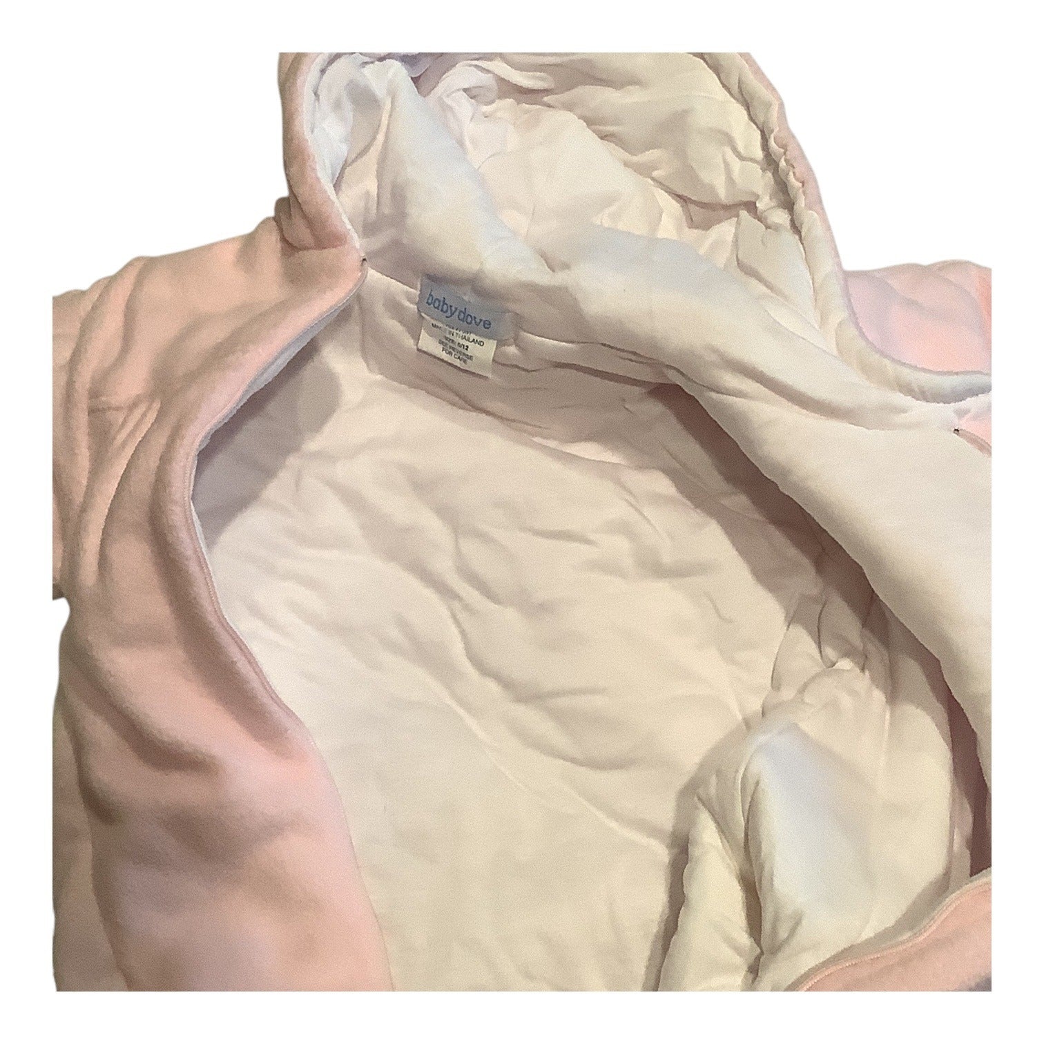 Baby Dove Infant Hooded Pink Bunting Suit With Bunny Embroidery Size 0-12 Months