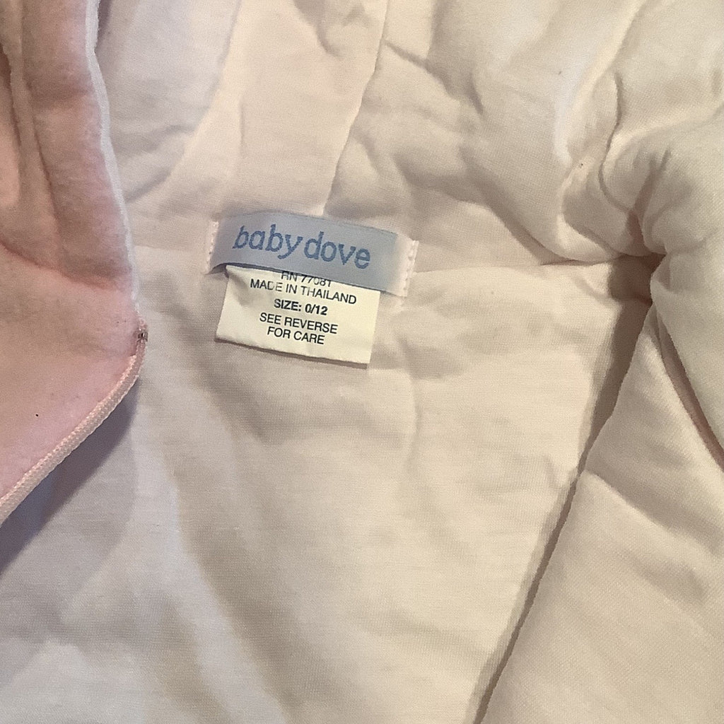 Baby Dove Infant Hooded Pink Bunting Suit With Bunny Embroidery Size 0-12 Months