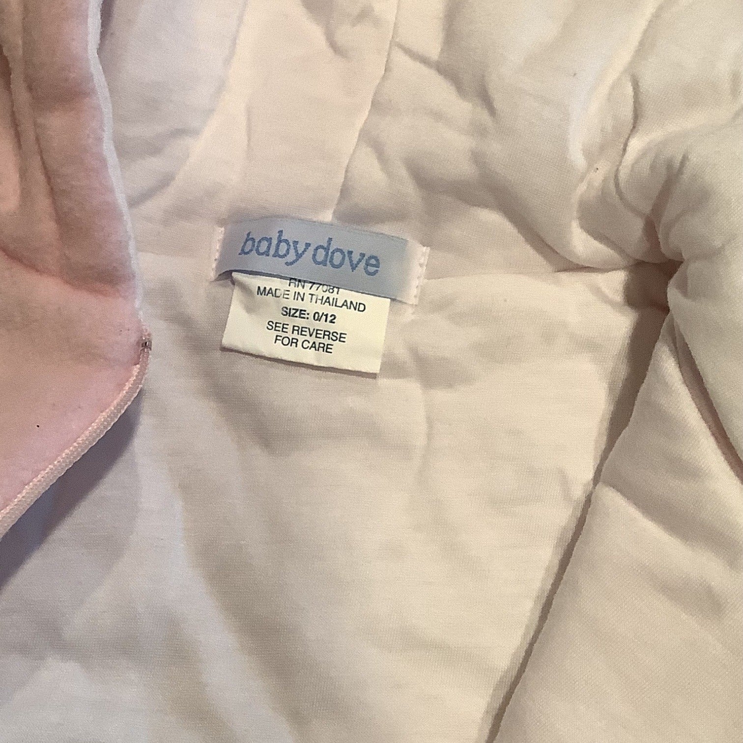 Baby Dove Infant Hooded Pink Bunting Suit With Bunny Embroidery Size 0-12 Months