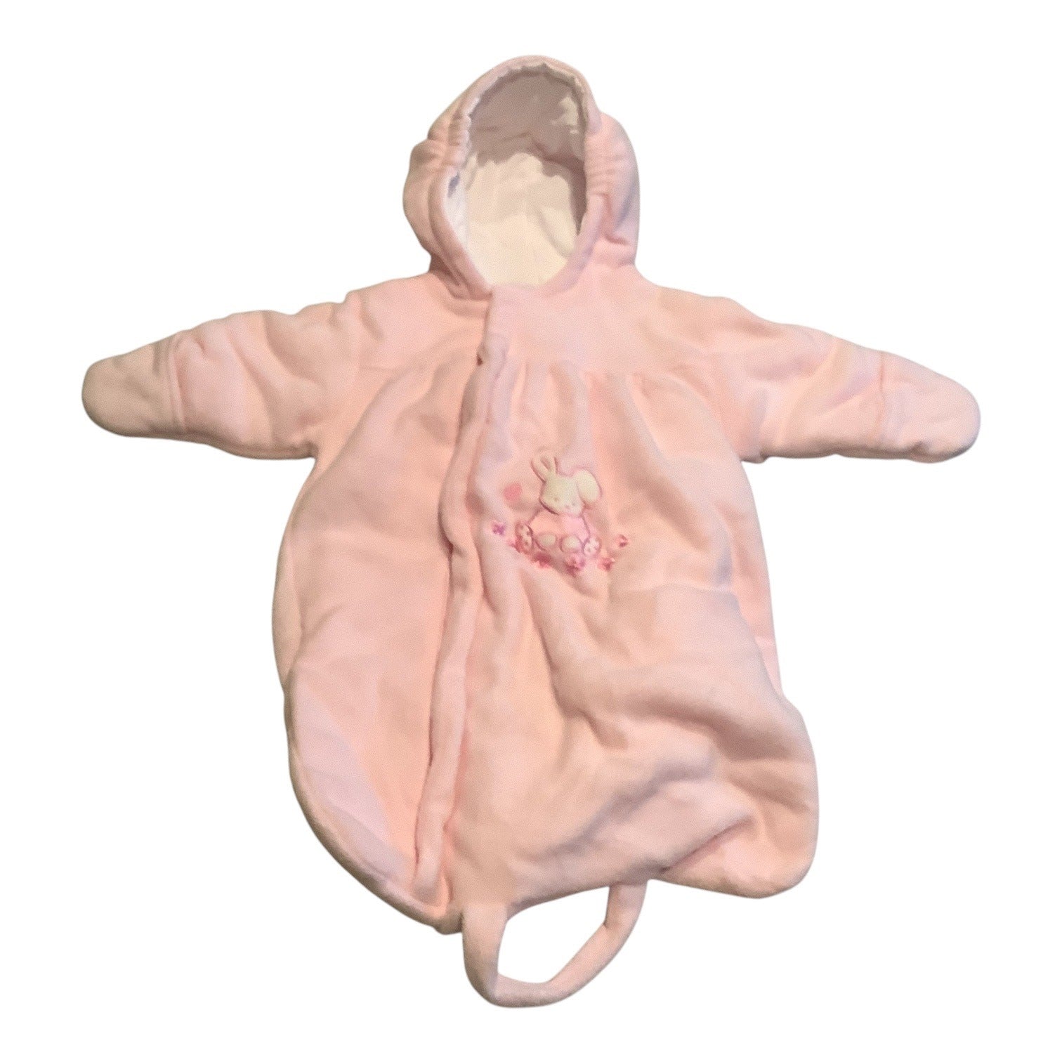 Baby Dove Infant Hooded Pink Bunting Suit With Bunny Embroidery Size 0-12 Months