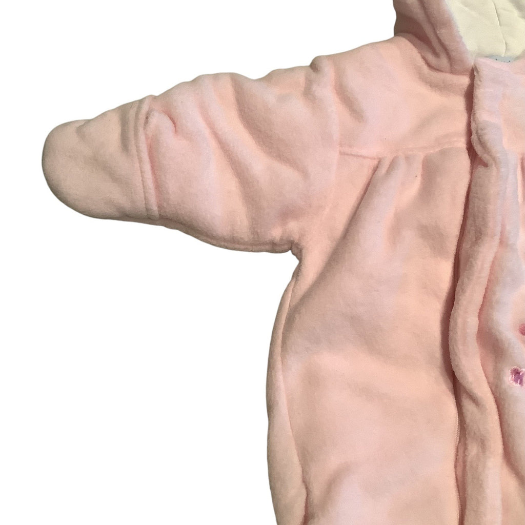 Baby Dove Infant Hooded Pink Bunting Suit With Bunny Embroidery Size 0-12 Months