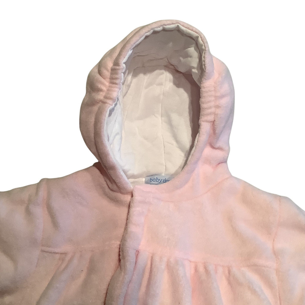 Baby Dove Infant Hooded Pink Bunting Suit With Bunny Embroidery Size 0-12 Months