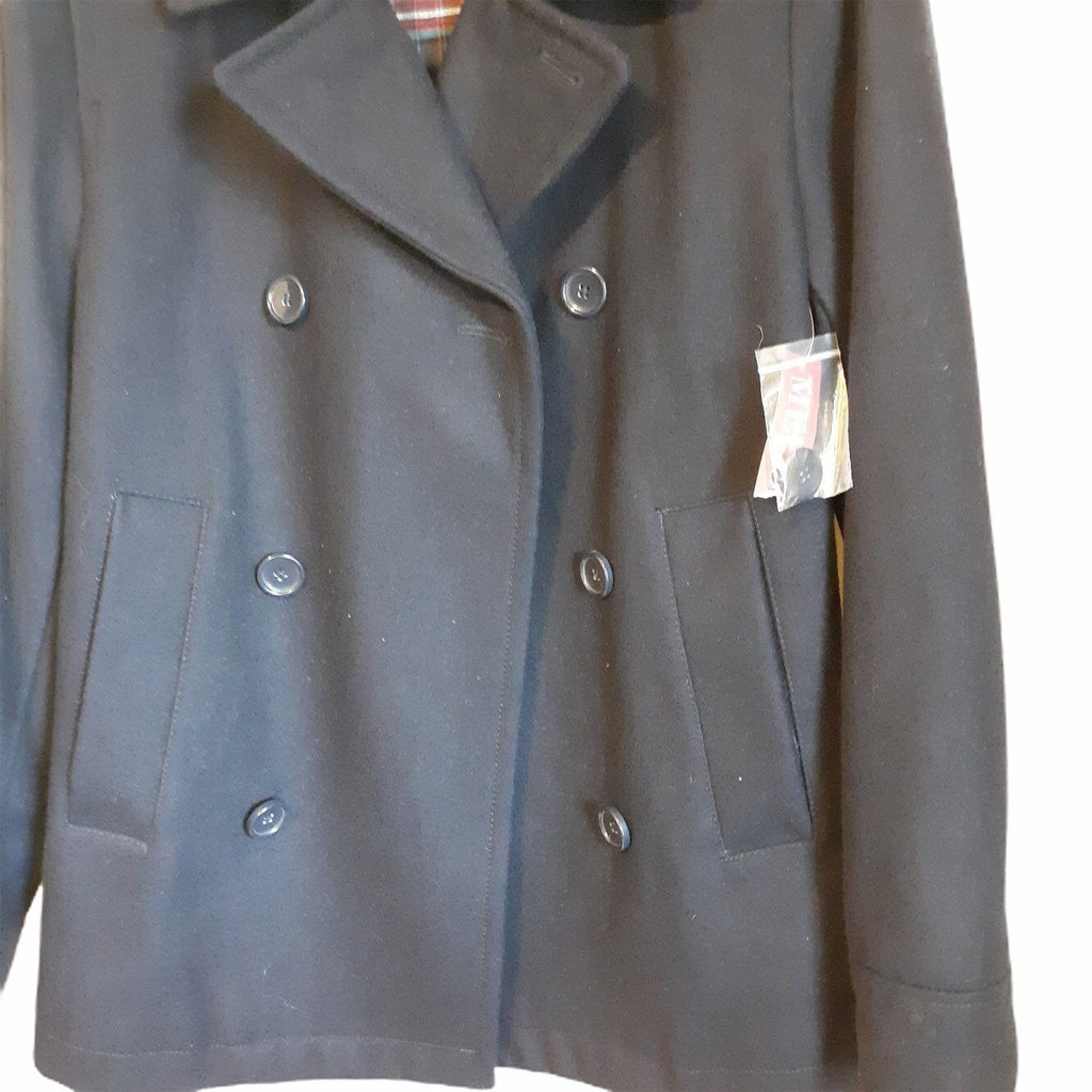 Merona Women’s Navy Double Breasted Wool Trench Coat W/ Cotton Blend Shell Small