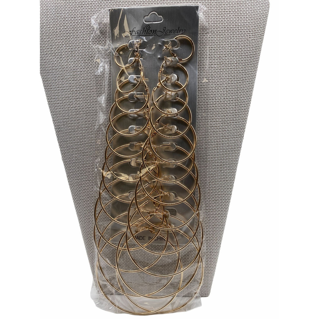 Women’s Gold Alloy Big Hoop Earring Set Drop Earrings Ladies Fashion Accessories