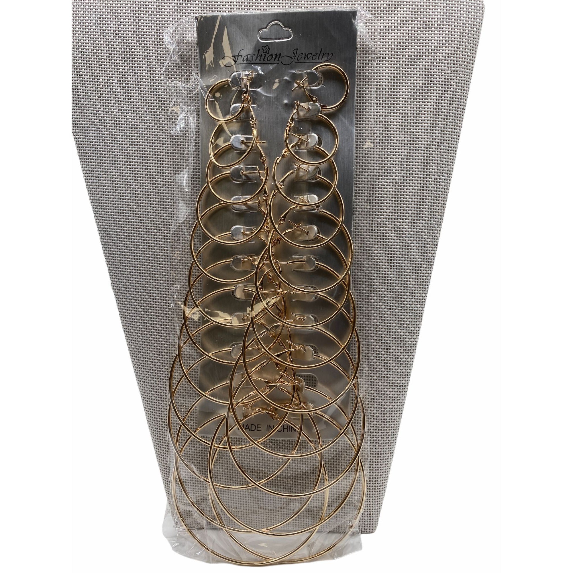 Women’s Gold Alloy Big Hoop Earring Set Drop Earrings Ladies Fashion Accessories