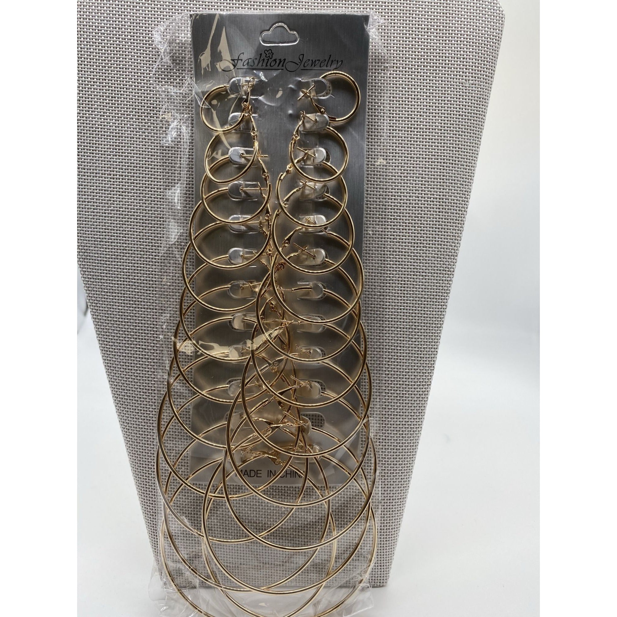 Women’s Gold Alloy Big Hoop Earring Set Drop Earrings Ladies Fashion Accessories