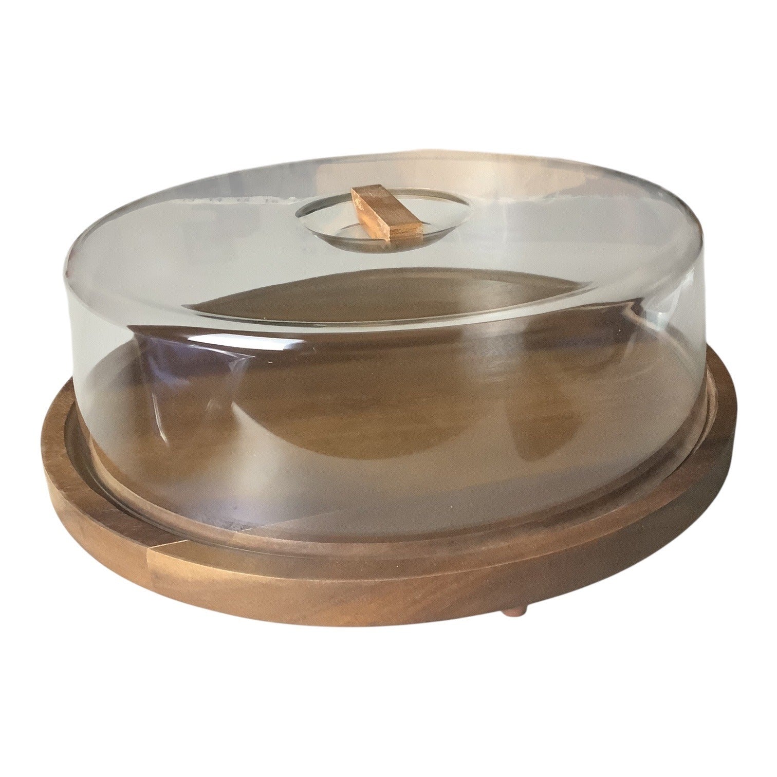 Swissmar Acacia Round Serving Board With Clear Serving Dome Cover