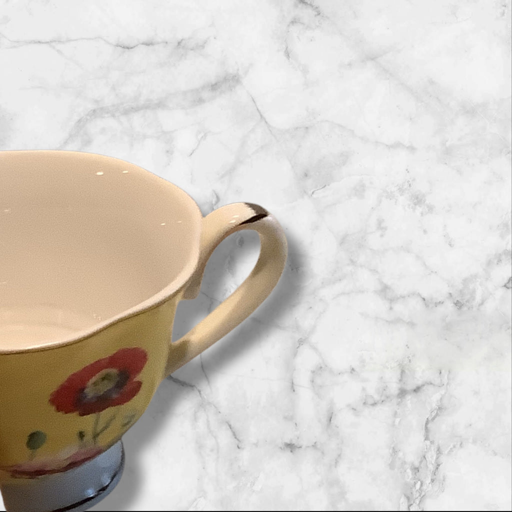 Grace Teaware Poppy Floral Cup & Lattice Saucer Set With Salad Plate 3pc Set