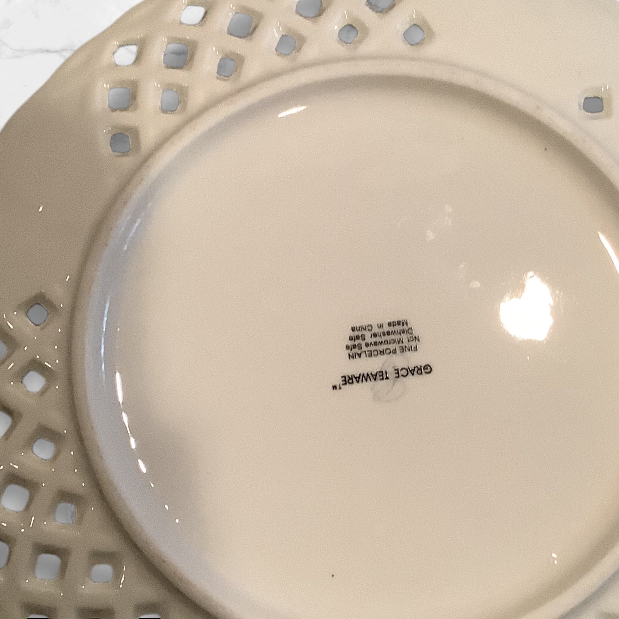 Grace Teaware Poppy Floral Cup & Lattice Saucer Set With Salad Plate 3pc Set