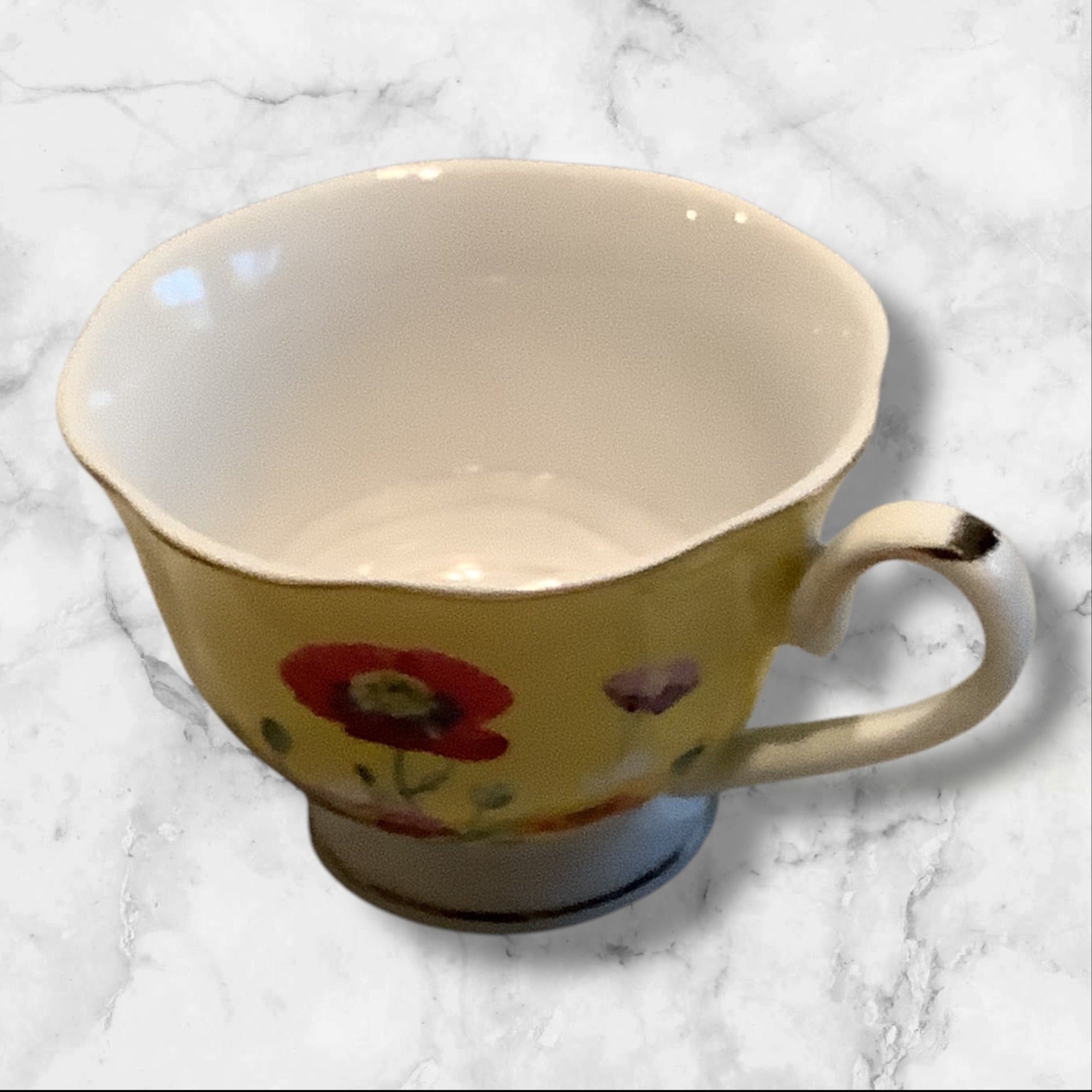 Grace Teaware Poppy Floral Cup & Lattice Saucer Set With Salad Plate 3pc Set