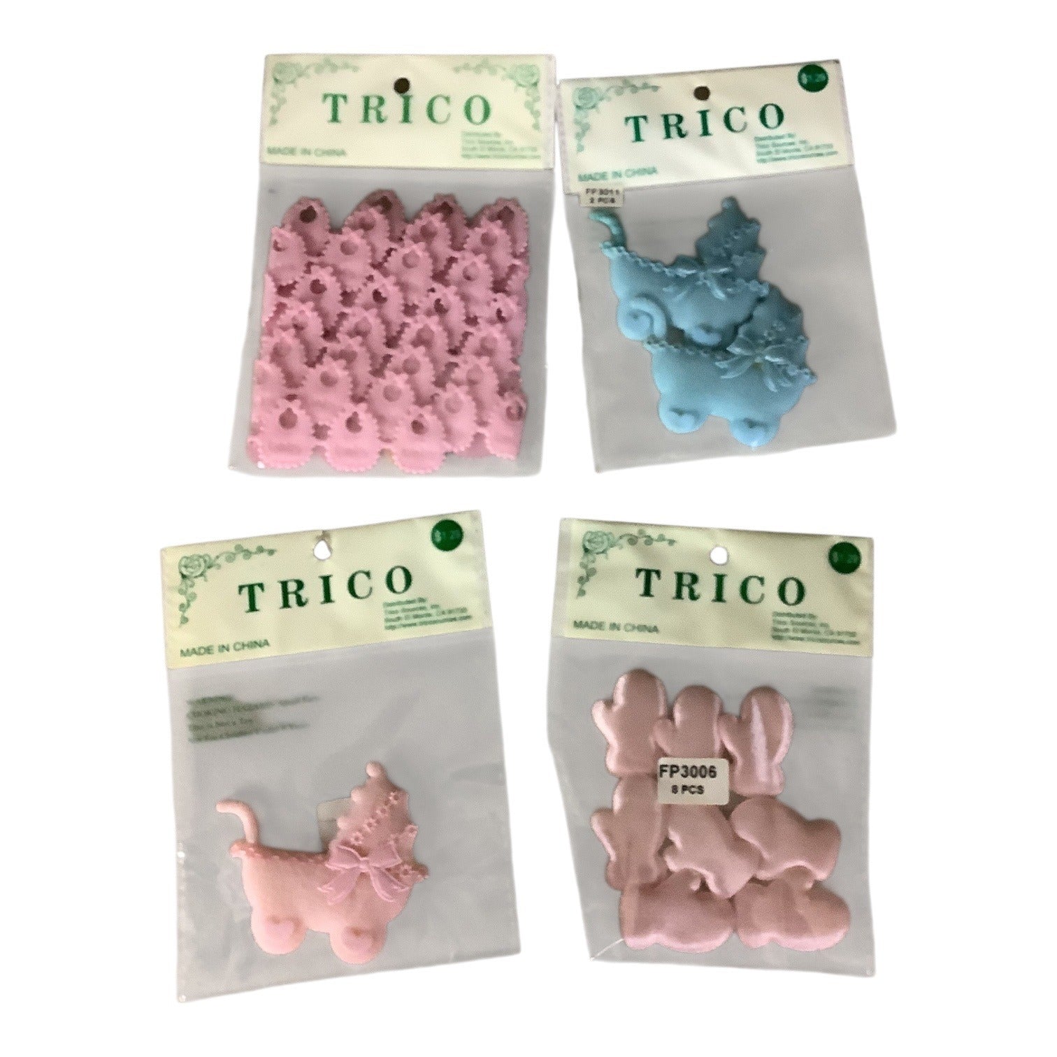 Trico Baby Themed Craft Embellishments 4 Sets Pink And Blue Colors