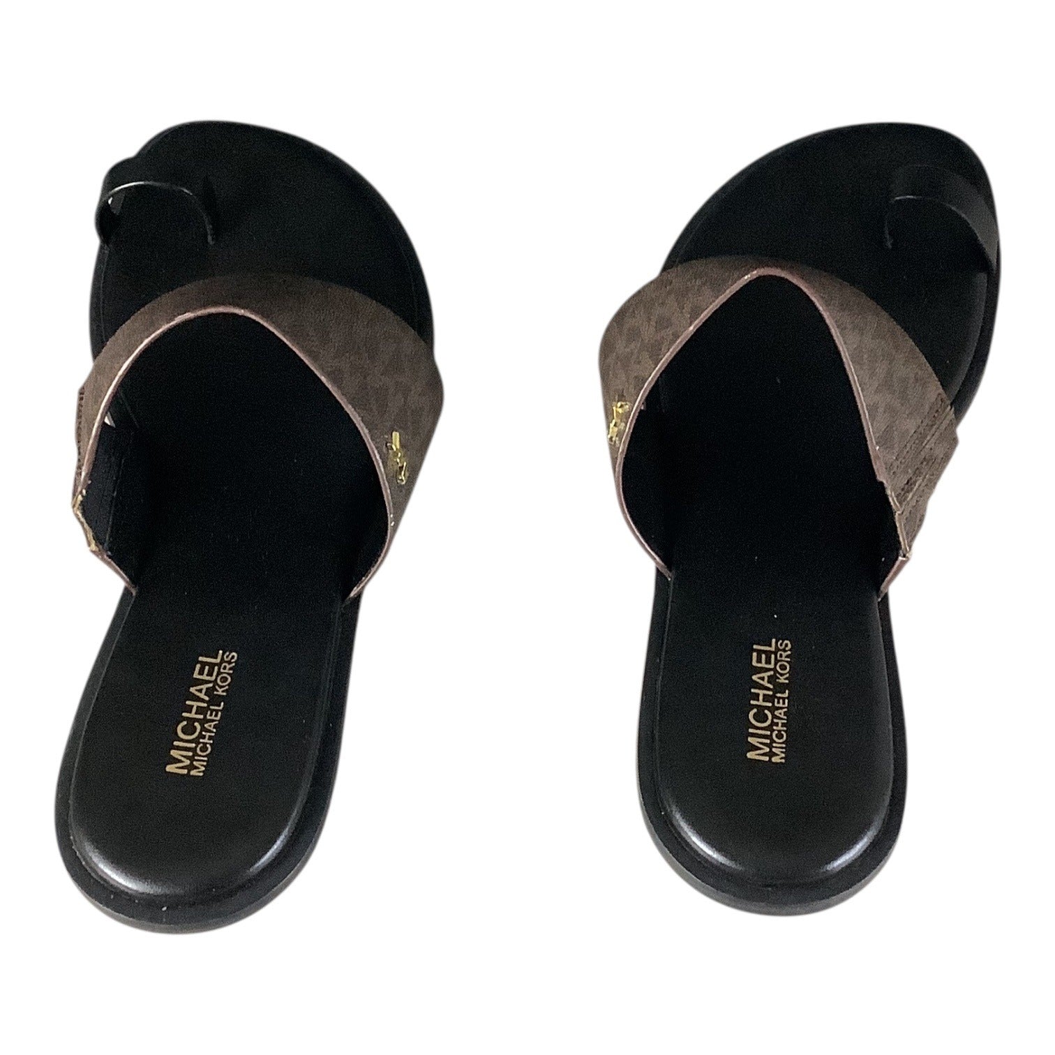 Michael Kors August Flat Sandals Women’s Slip On Size 8 M Brown and Black