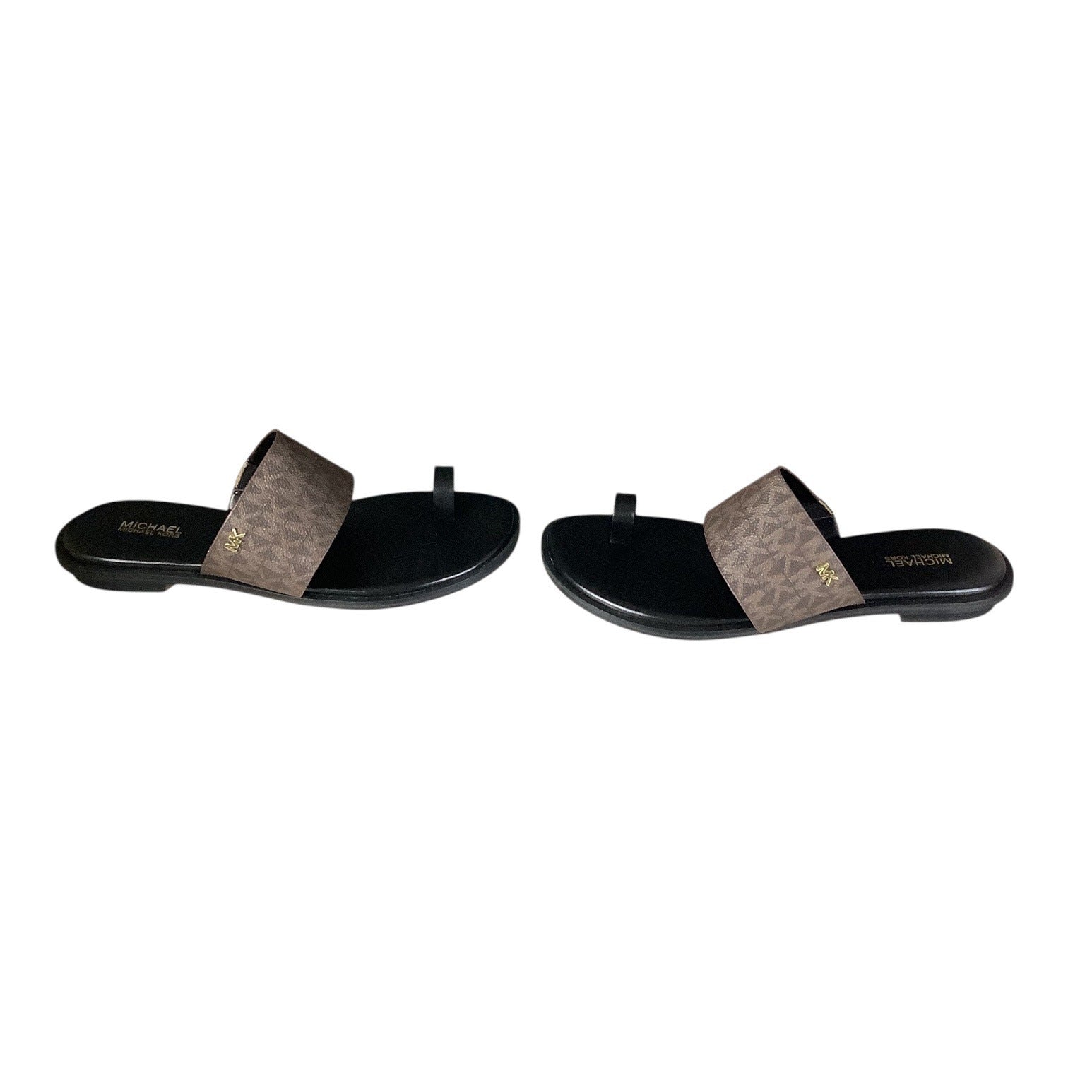 Michael Kors August Flat Sandals Women’s Slip On Size 8 M Brown and Black
