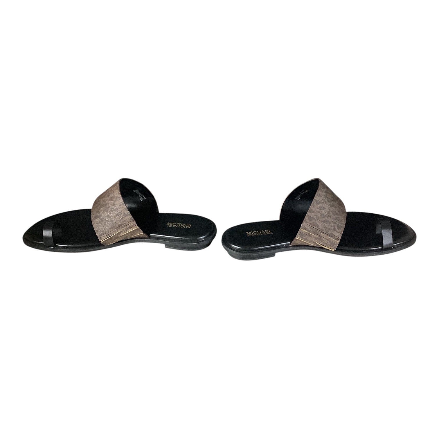 Michael Kors August Flat Sandals Women’s Slip On Size 8 M Brown and Black