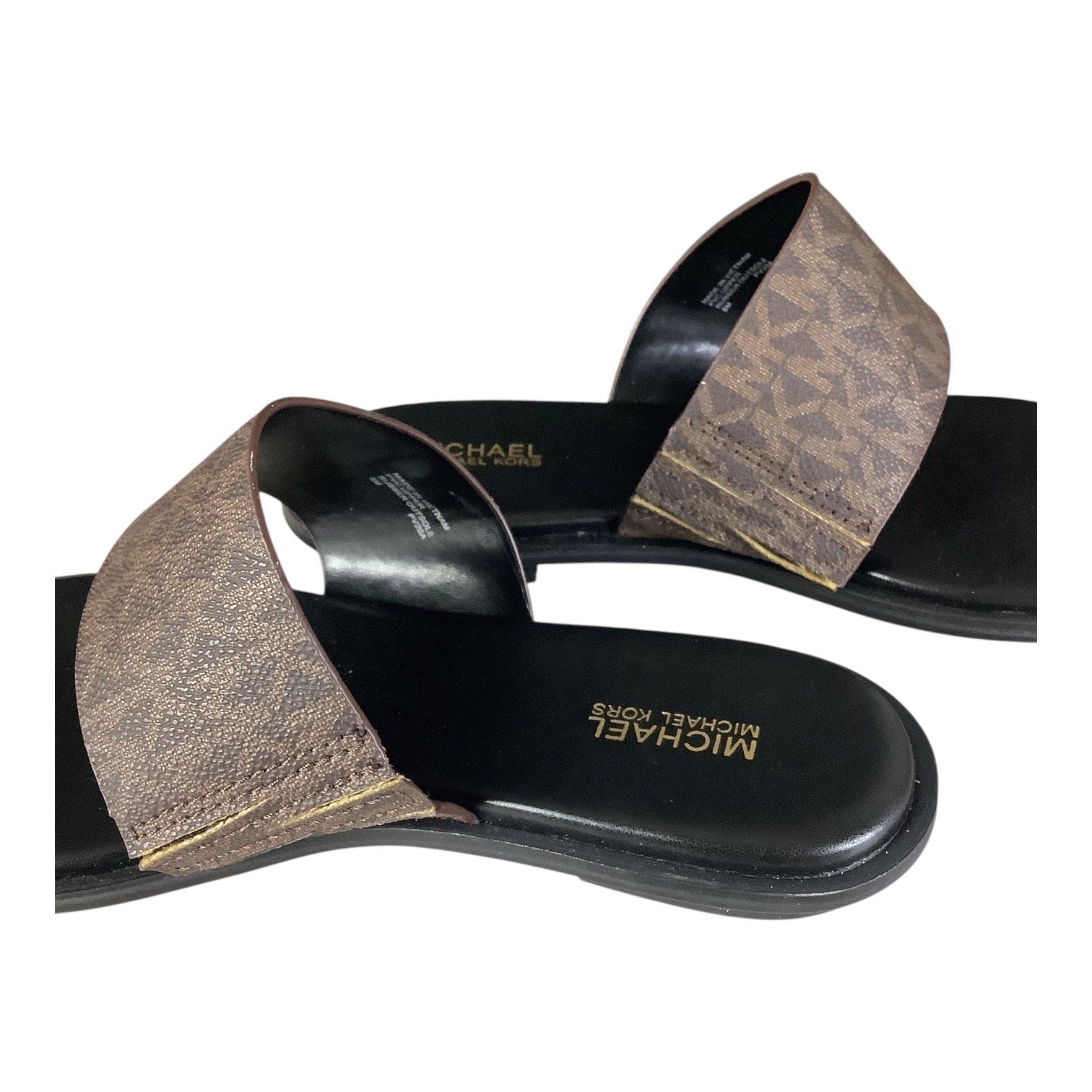 Michael Kors August Flat Sandals Women’s Slip On Size 8 M Brown and Black