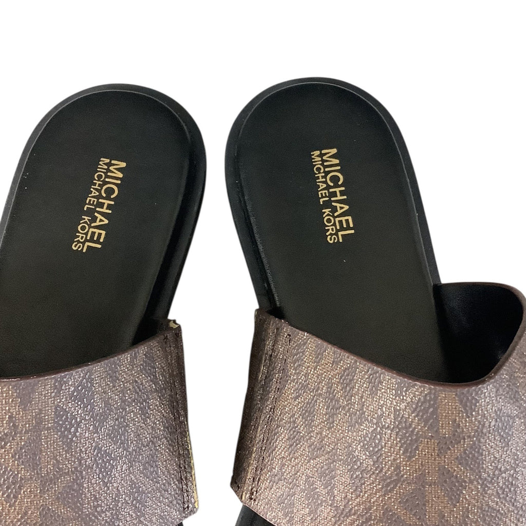 Michael Kors August Flat Sandals Women’s Slip On Size 8 M Brown and Black