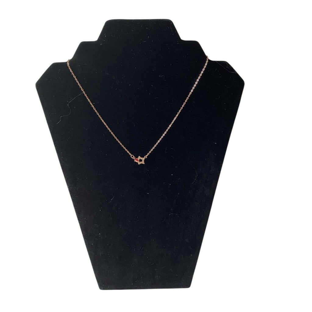 Two Star Rose Gold Necklace With Rhinestones Elegant Lightweight Pendant Jewelry