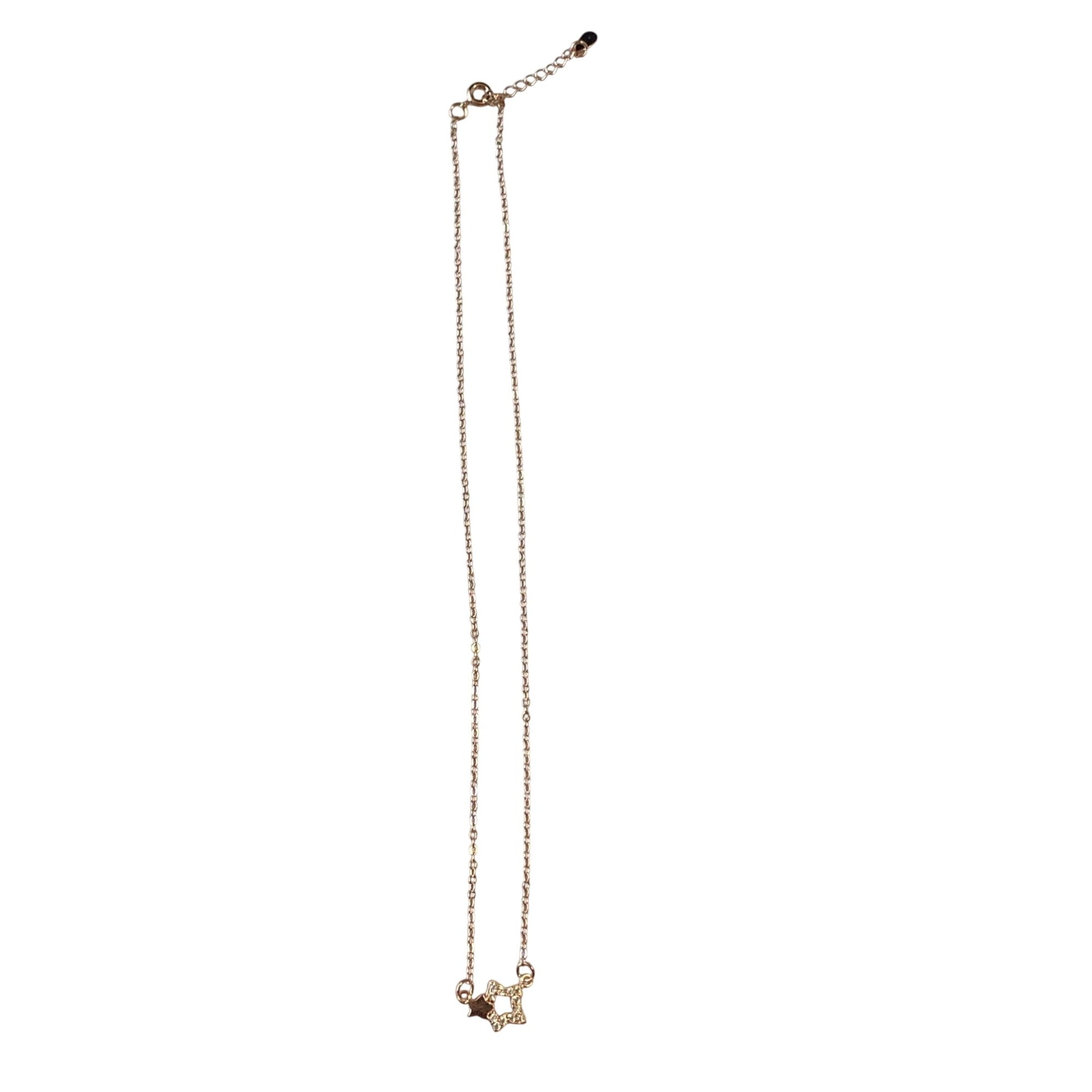 Two Star Rose Gold Necklace With Rhinestones Elegant Lightweight Pendant Jewelry