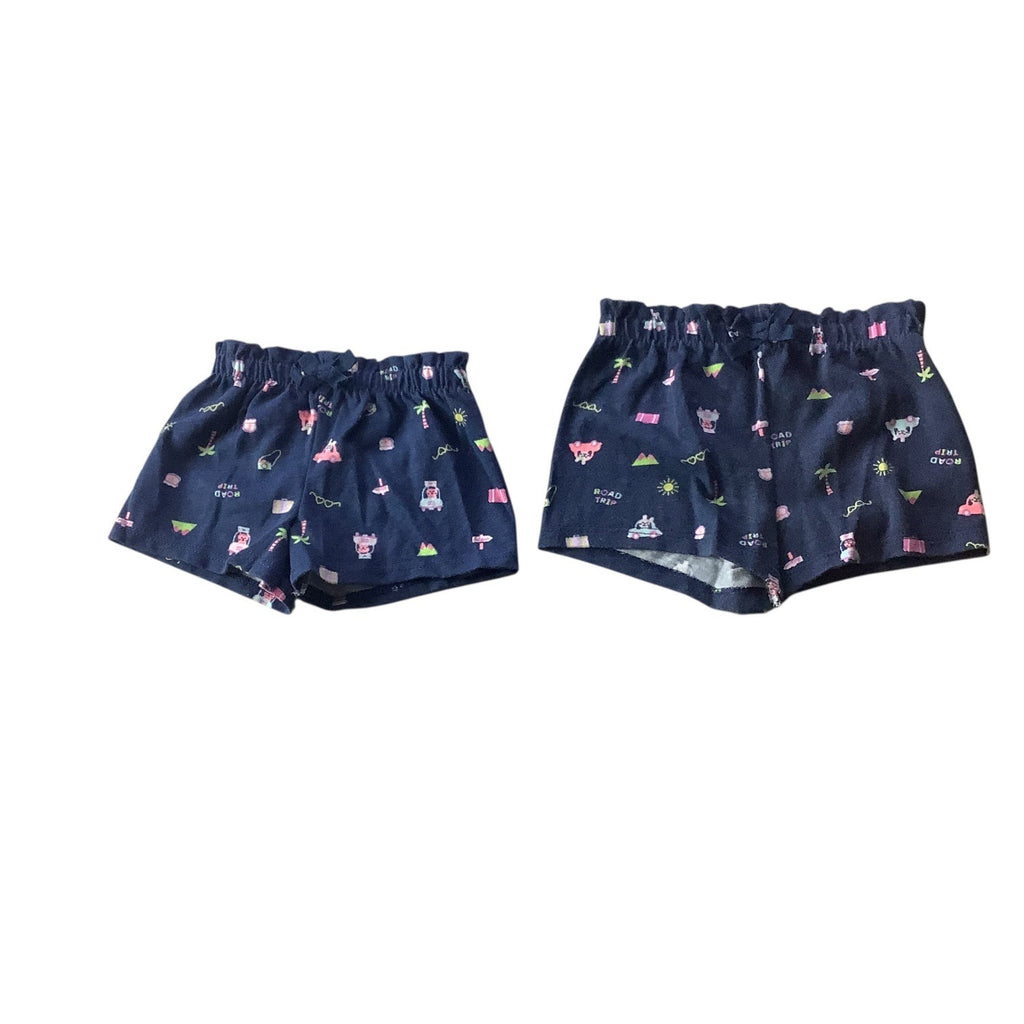 Lot Of 2pc Garanimals Baby Girl Shorts Size 6-9m & 0-3m Navy Elastic Waist