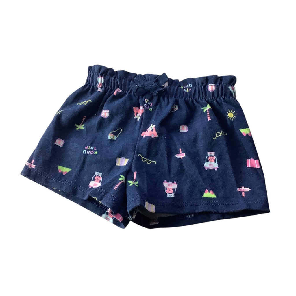 Lot Of 2pc Garanimals Baby Girl Shorts Size 6-9m & 0-3m Navy Elastic Waist