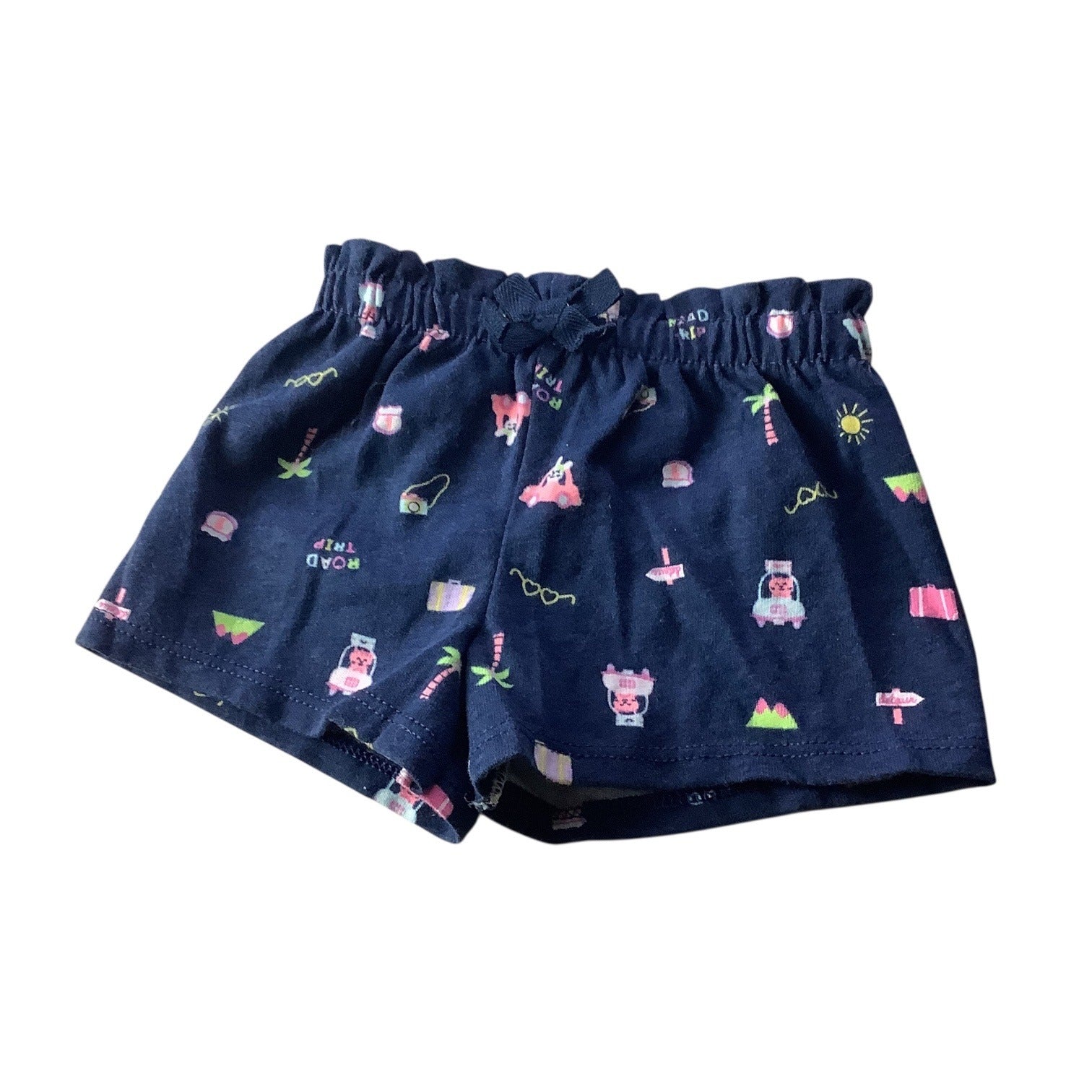 Lot Of 2pc Garanimals Baby Girl Shorts Size 6-9m & 0-3m Navy Elastic Waist