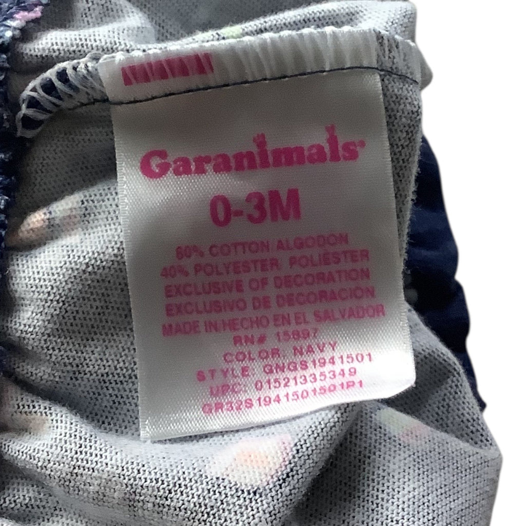 Lot Of 2pc Garanimals Baby Girl Shorts Size 6-9m & 0-3m Navy Elastic Waist