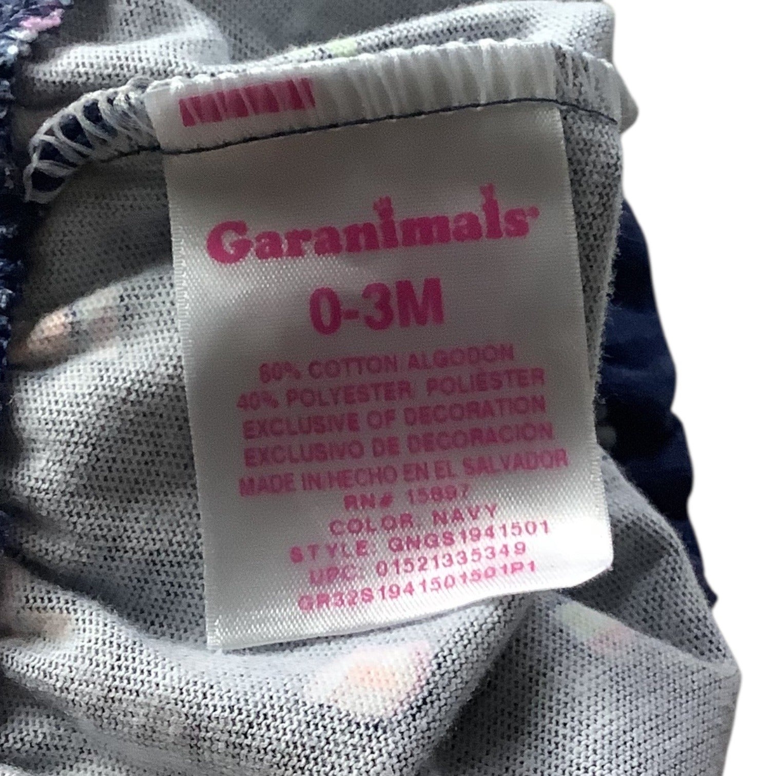 Lot Of 2pc Garanimals Baby Girl Shorts Size 6-9m & 0-3m Navy Elastic Waist