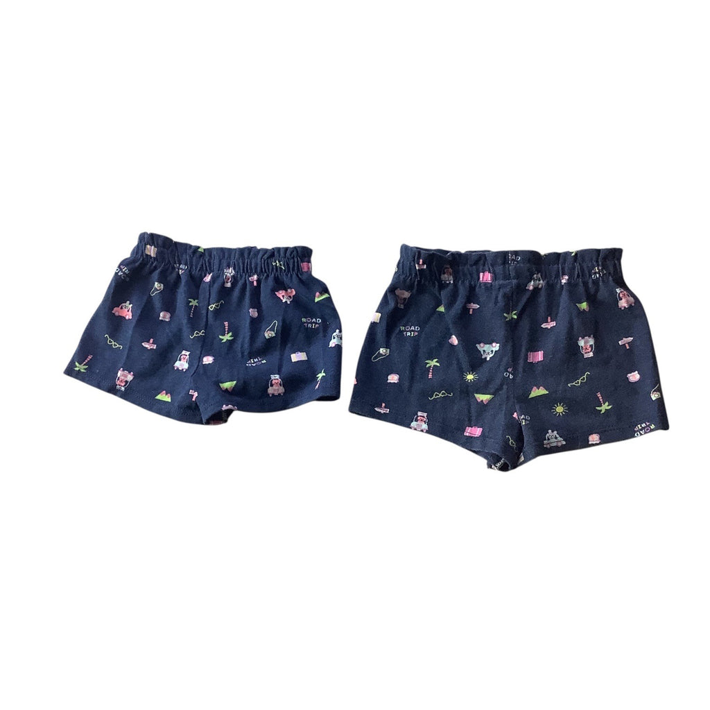 Lot Of 2pc Garanimals Baby Girl Shorts Size 6-9m & 0-3m Navy Elastic Waist