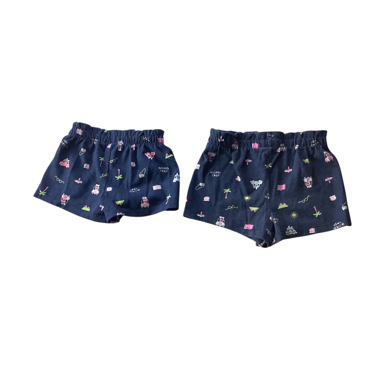 Lot Of 2pc Garanimals Baby Girl Shorts Size 6-9m & 0-3m Navy Elastic Waist