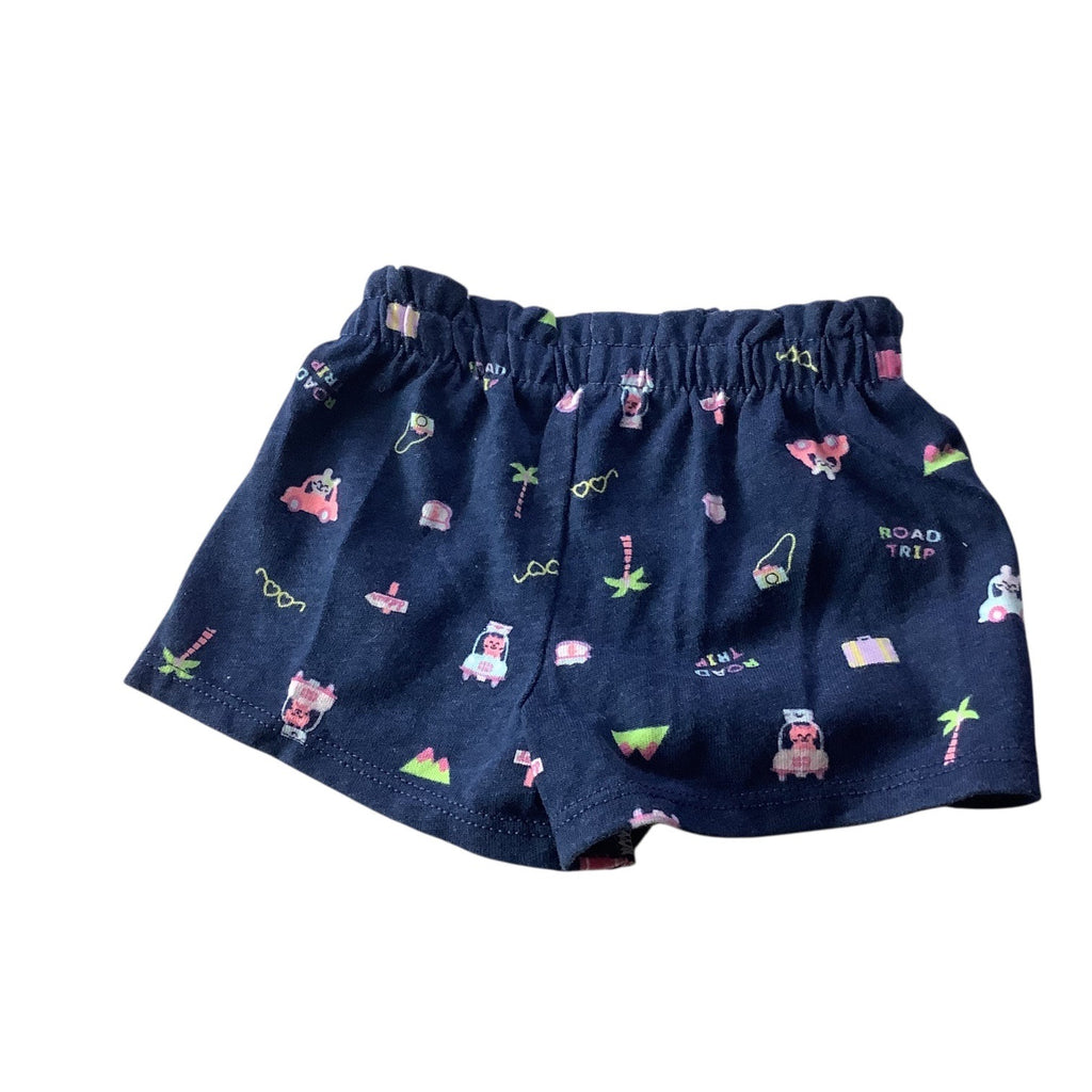 Lot Of 2pc Garanimals Baby Girl Shorts Size 6-9m & 0-3m Navy Elastic Waist