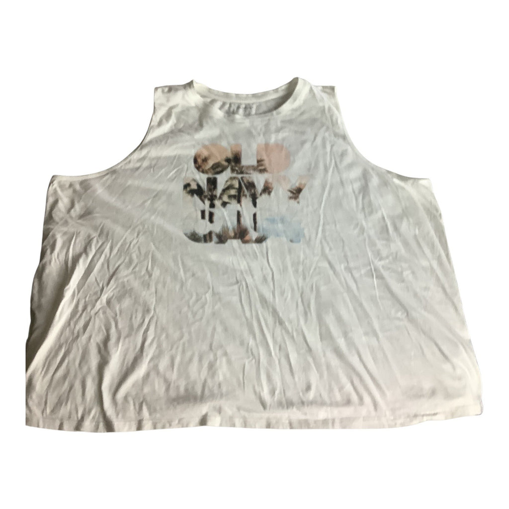 Old Navy Womens Graphic Tank Top Size 4X White Palm Tree Print Sleeveless