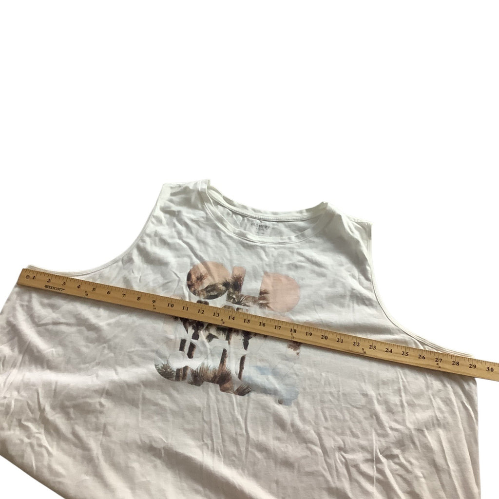 Old Navy Womens Graphic Tank Top Size 4X White Palm Tree Print Sleeveless