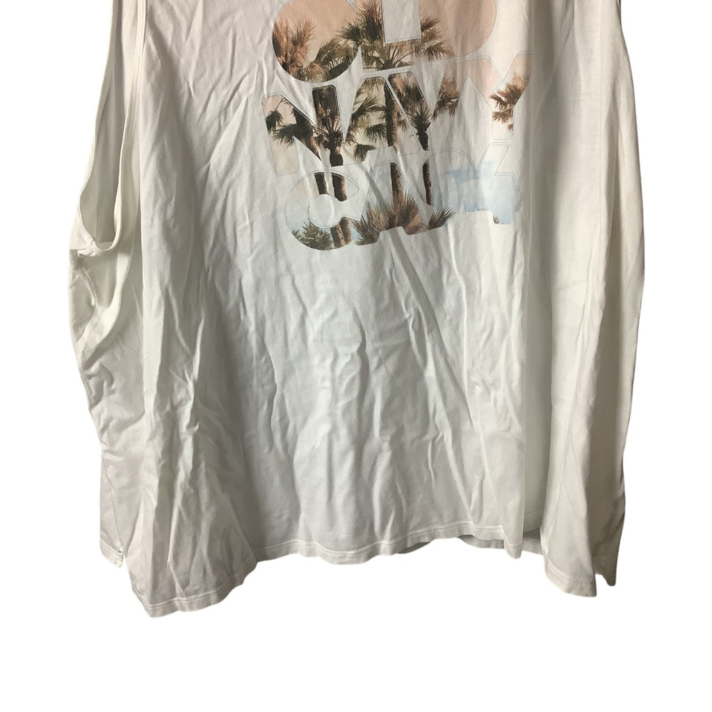 Old Navy Womens Graphic Tank Top Size 4X White Palm Tree Print Sleeveless